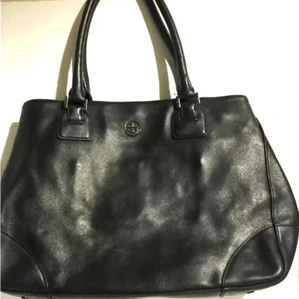 Tory Burch black saffiano leather shoulder handbag